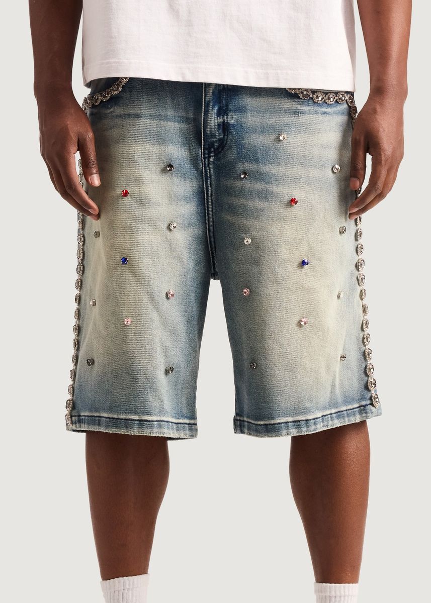 Embellish Thanos Shorts in blue, men’s denim shorts – view 1 of 3