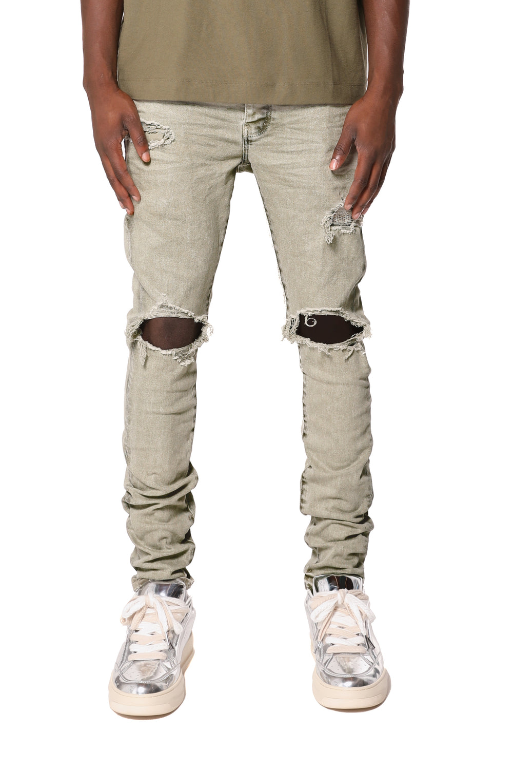 Purple Skinny Coated Seam jeans in green – view 1 of 1