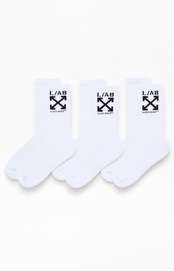 CLAMP ARROWS MID CALF CREW SOCKS 3-PACK - WHITE