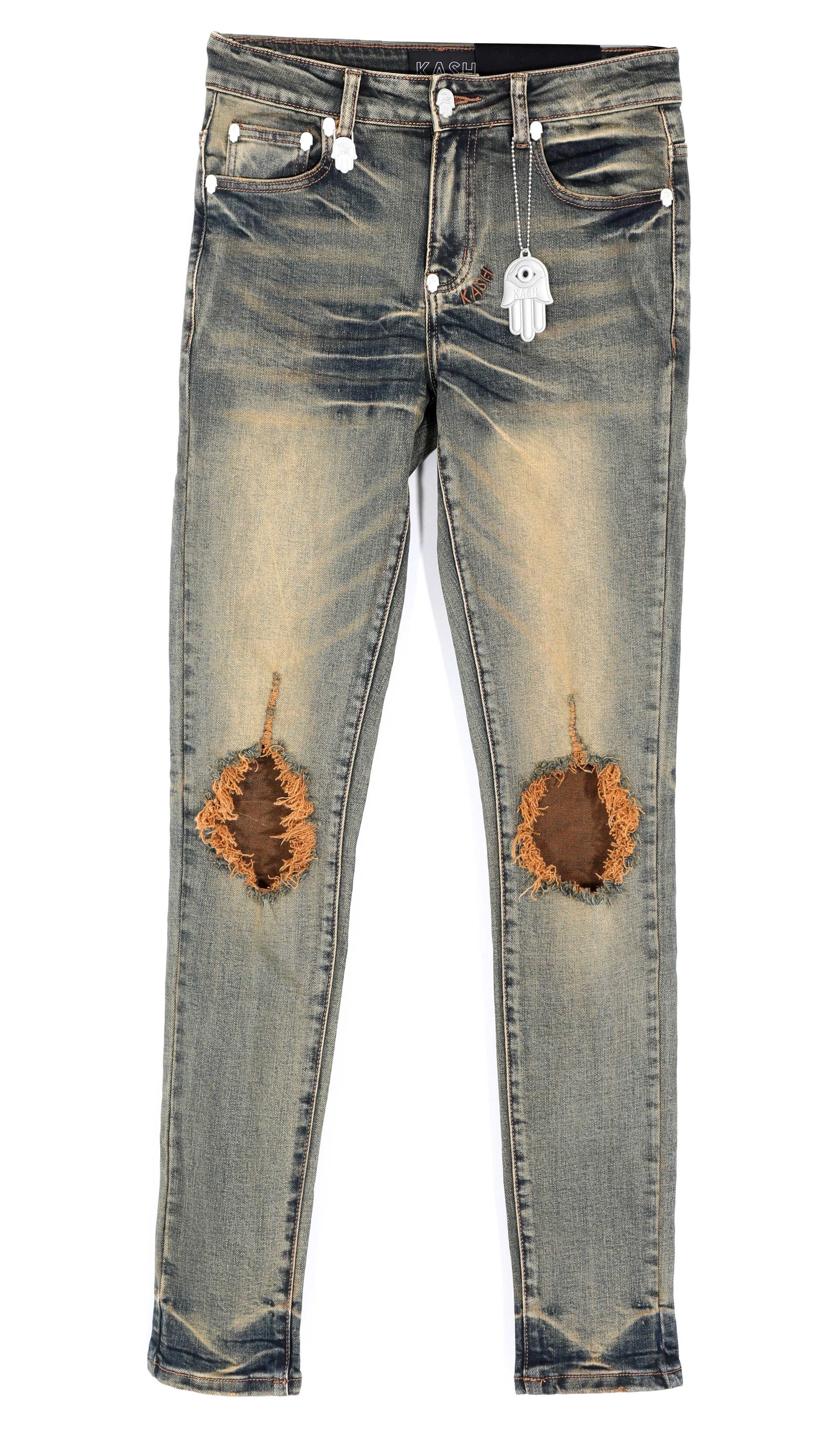 KASH Hamsa-26 SKINNY Ripped Denim - Deep Blue
