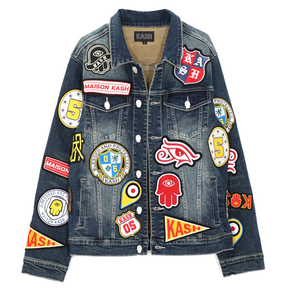 Kash Maison Hamsa-56 Patch Jacket in blue – view 3 of 8