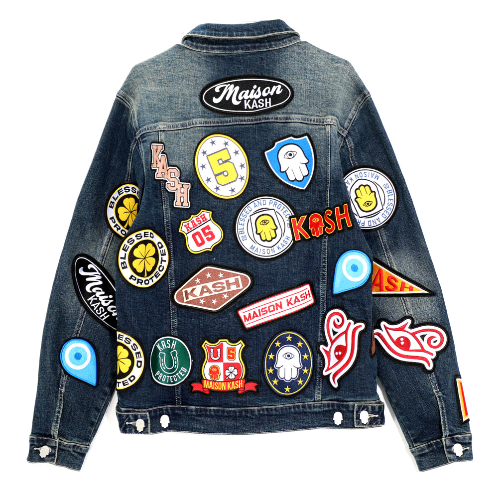 Kash Maison Hamsa-56 Patch Jacket in blue – view 2 of 8