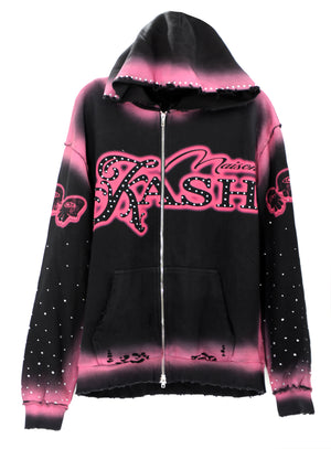 Kash Midnight Magenta Heavyweight Hoodie with Rhinestones