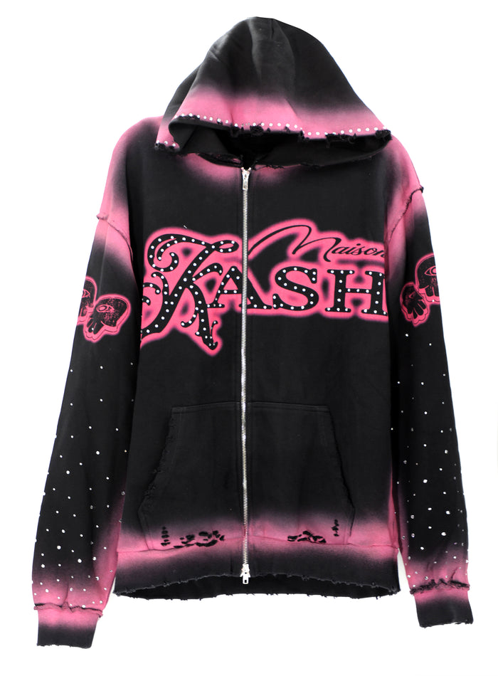Kash Midnight Magenta Heavyweight Hoodie with Rhinestones