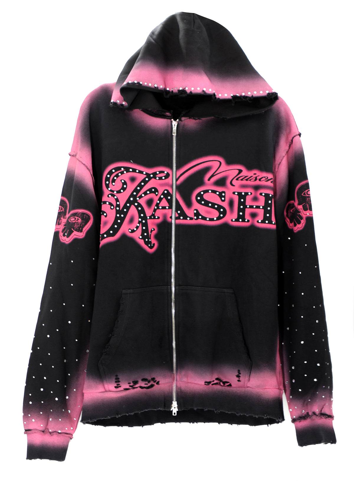 Midnight Magenta Heavy Weight LS Hoodie with Rhinestones