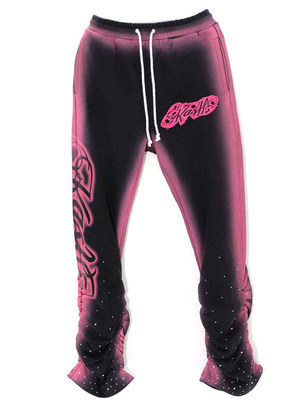 Kash Midnight Magenta heavyweight rhinestone sweatpants in black with pink – view 3 of 3