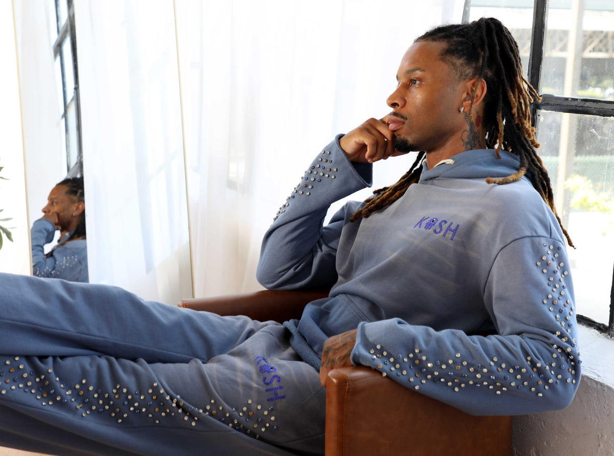 Cali Washed Pant with Stones Blue Whiskers