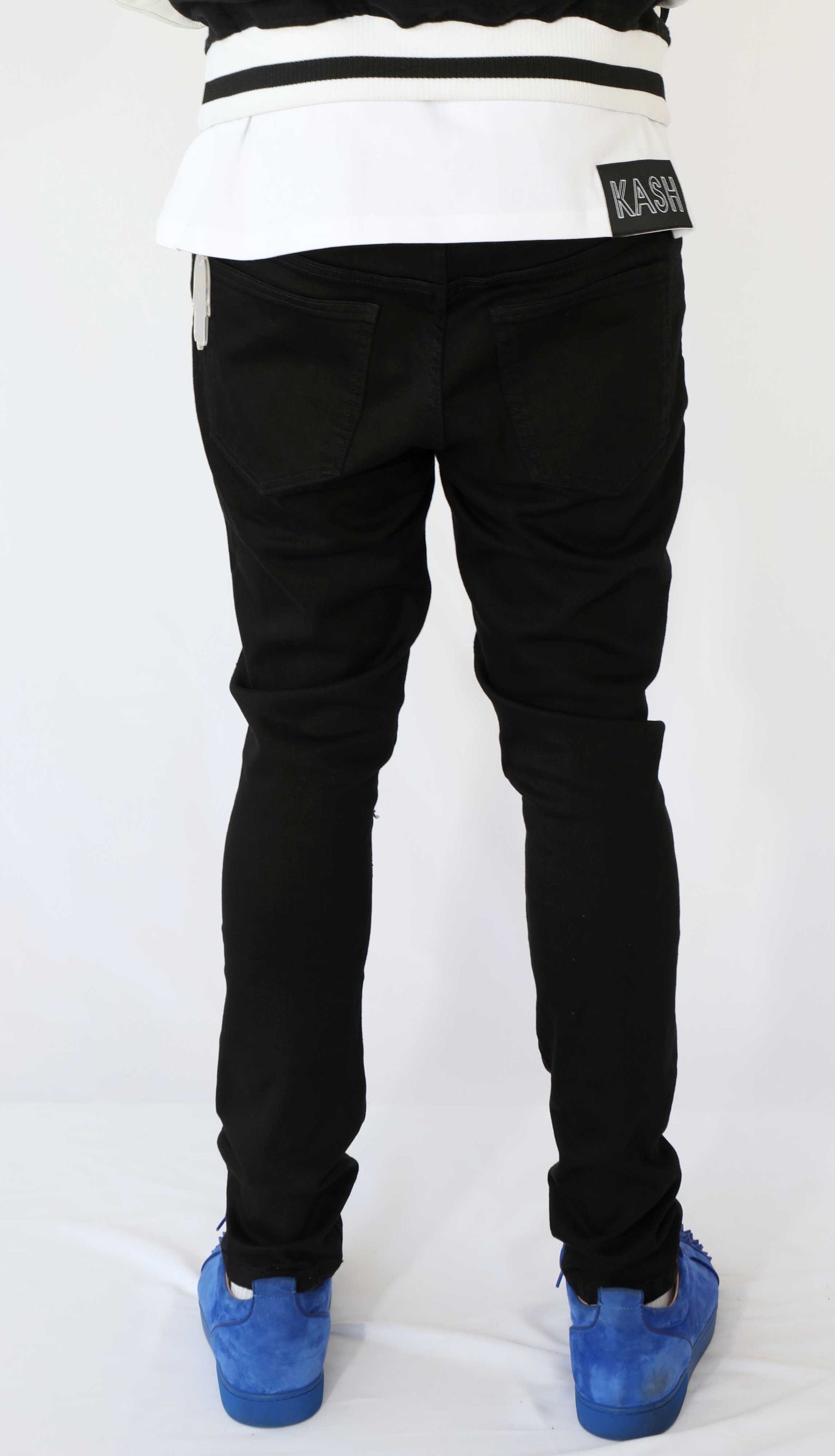 KASH OPEN DISTRESSED SKINNY DENIM - BLACK
