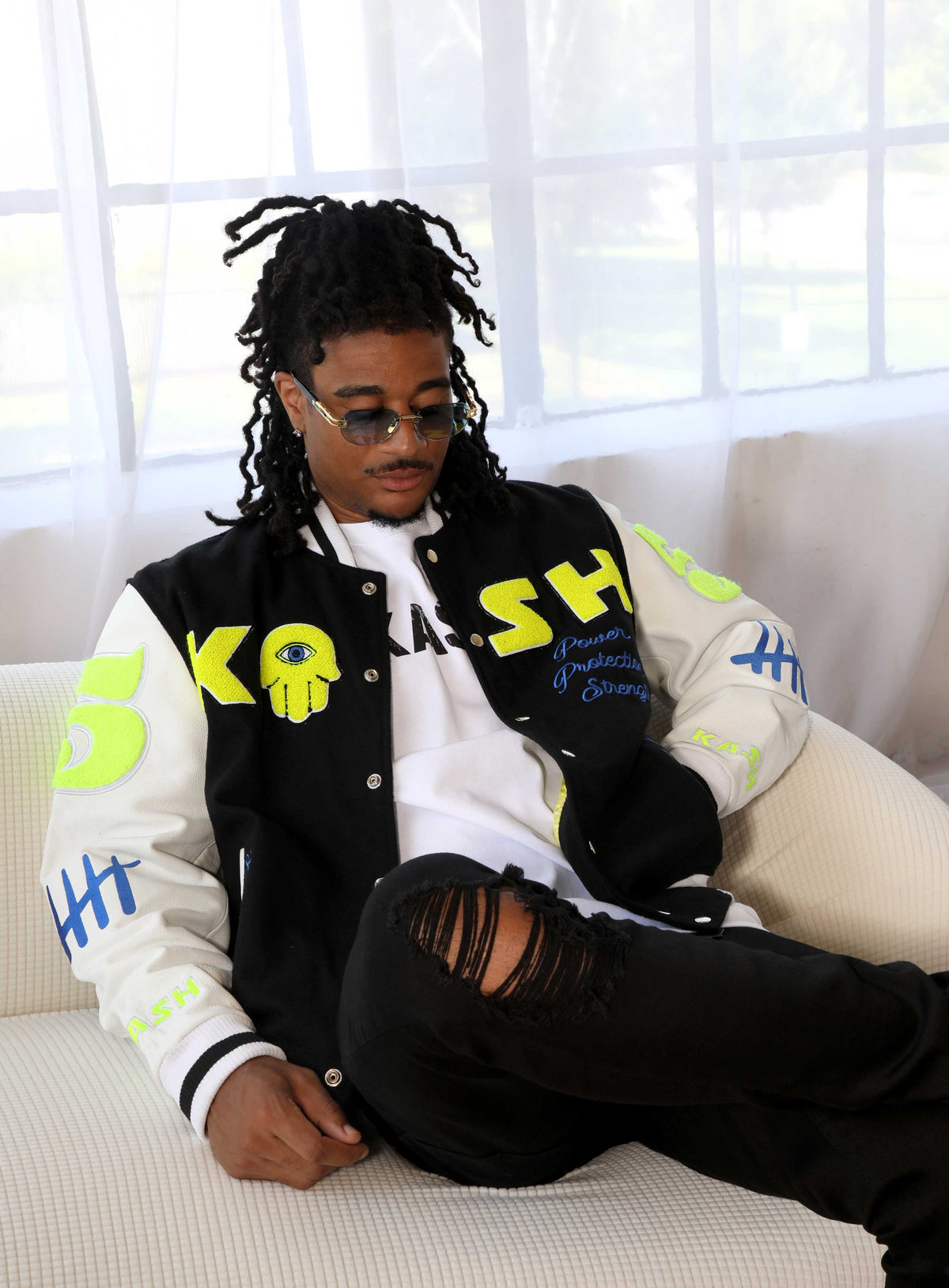 KASH OPEN DISTRESSED SKINNY DENIM - BLACK