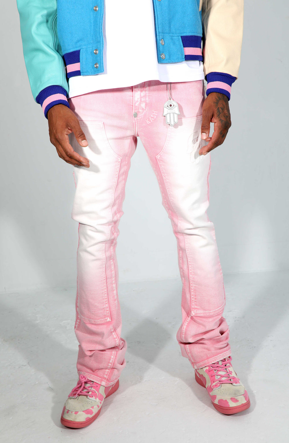 Kash Hamsa-43 Stacked Denim in pink, stacked jeans – view 3 of 5