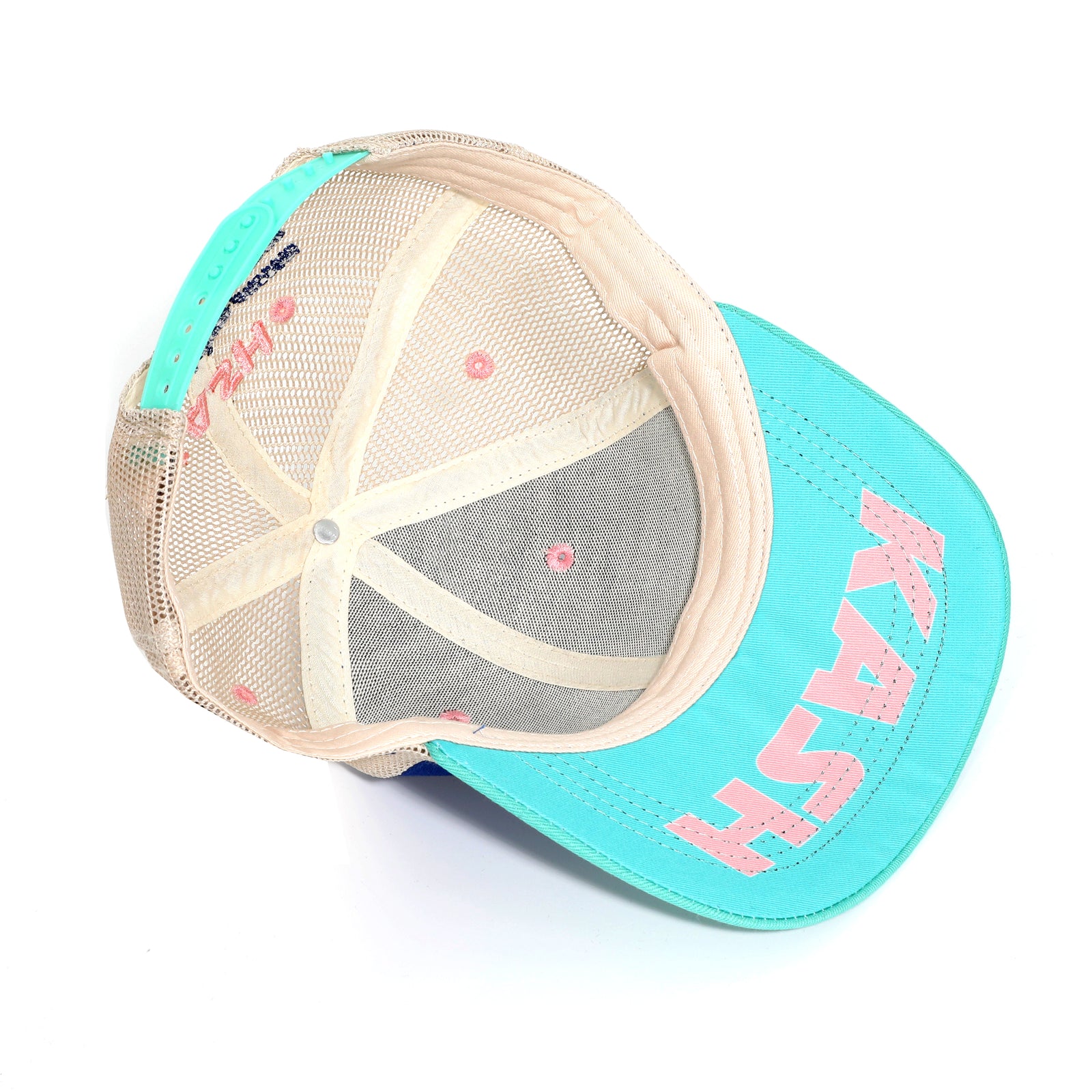 Kash chenille Hamsa snapback in blue with green – view 2 of 5