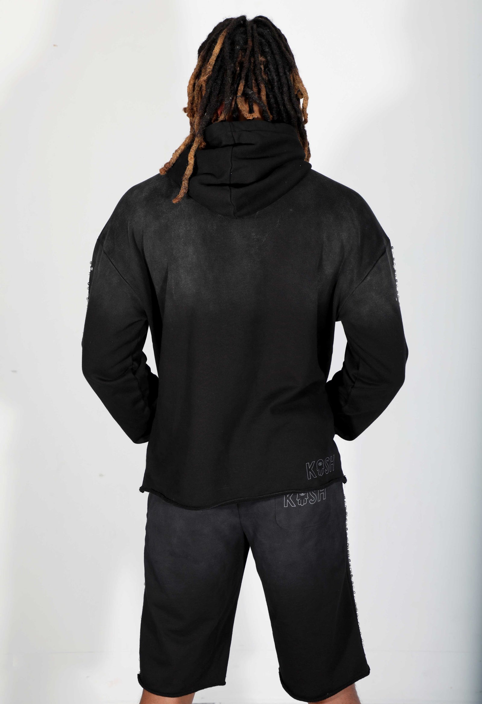 Kash Diamond Collection diamond argyle hoodie in black – view 6 of 8