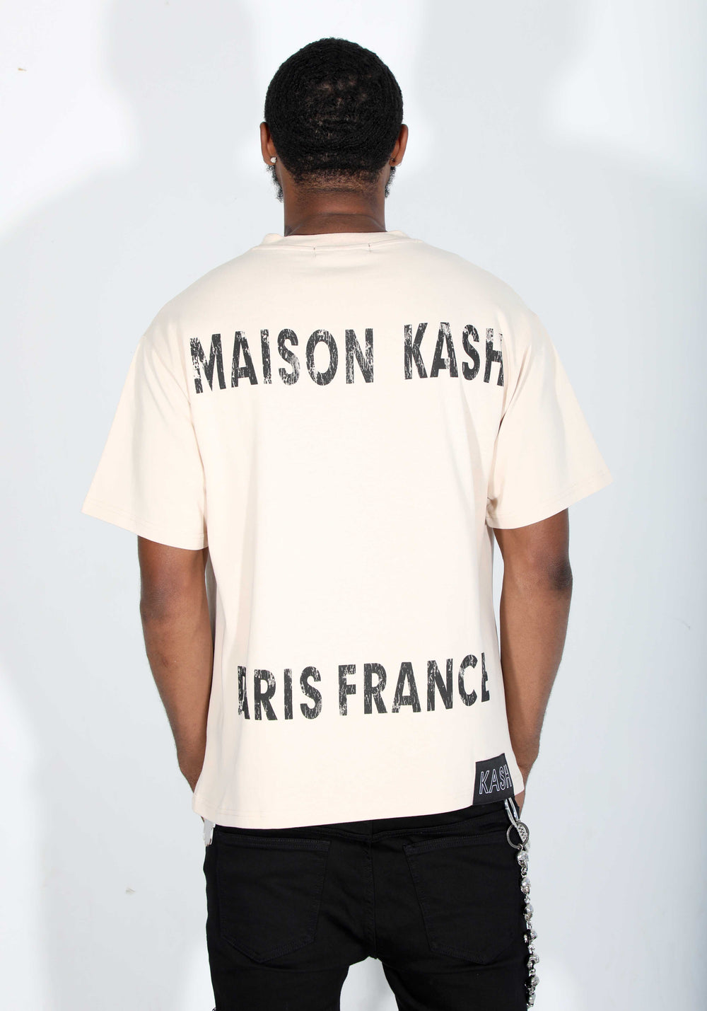 Maison Kash Tee in beige, short-sleeve crewneck tee – view 4 of 5