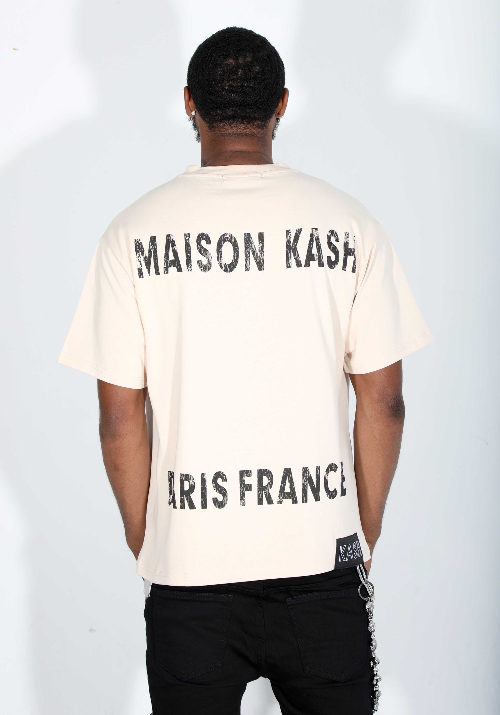 Maison Kash Tee in beige, short-sleeve crewneck tee – view 4 of 5