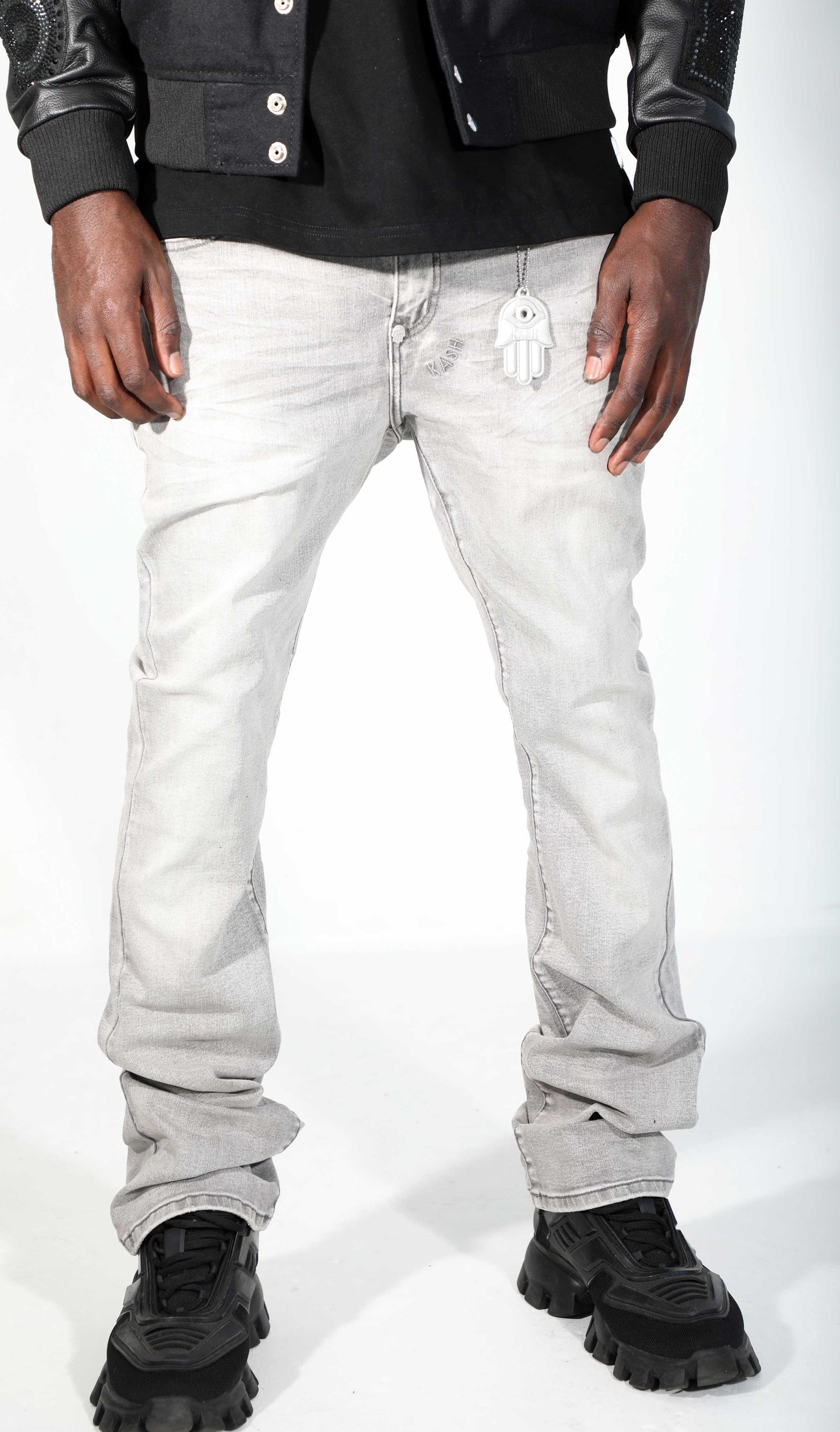 Kash Hamsa-27-S Straight Stacked Denim in grey – view 4 of 6