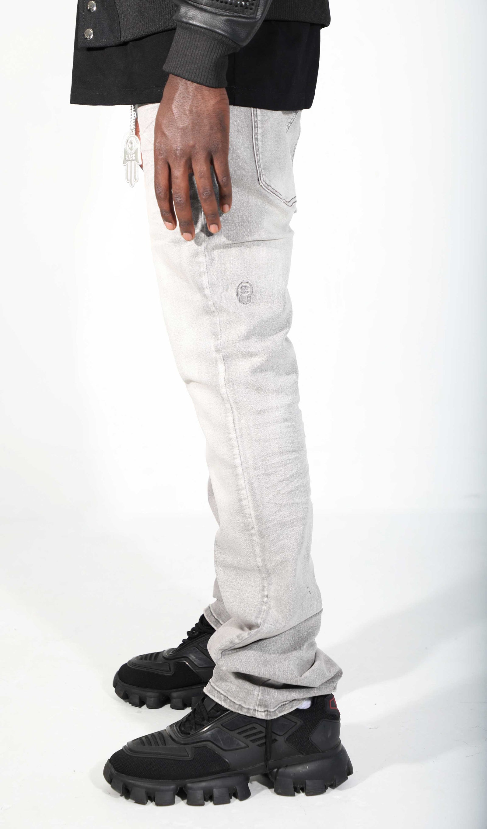 Kash Hamsa-27-S Straight Stacked Denim in grey – view 5 of 6
