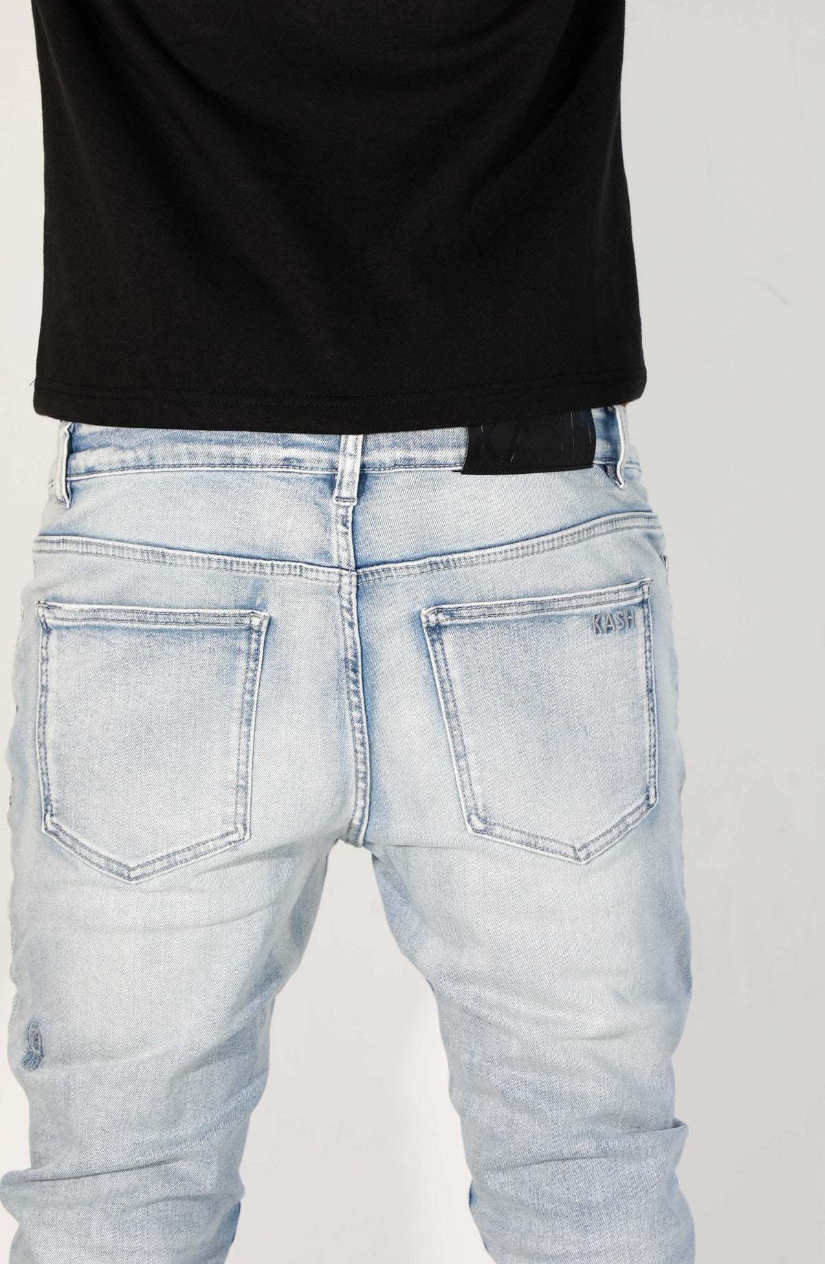 KASH Hamsa-28 SKINNY Ripped Denim - Light Blue