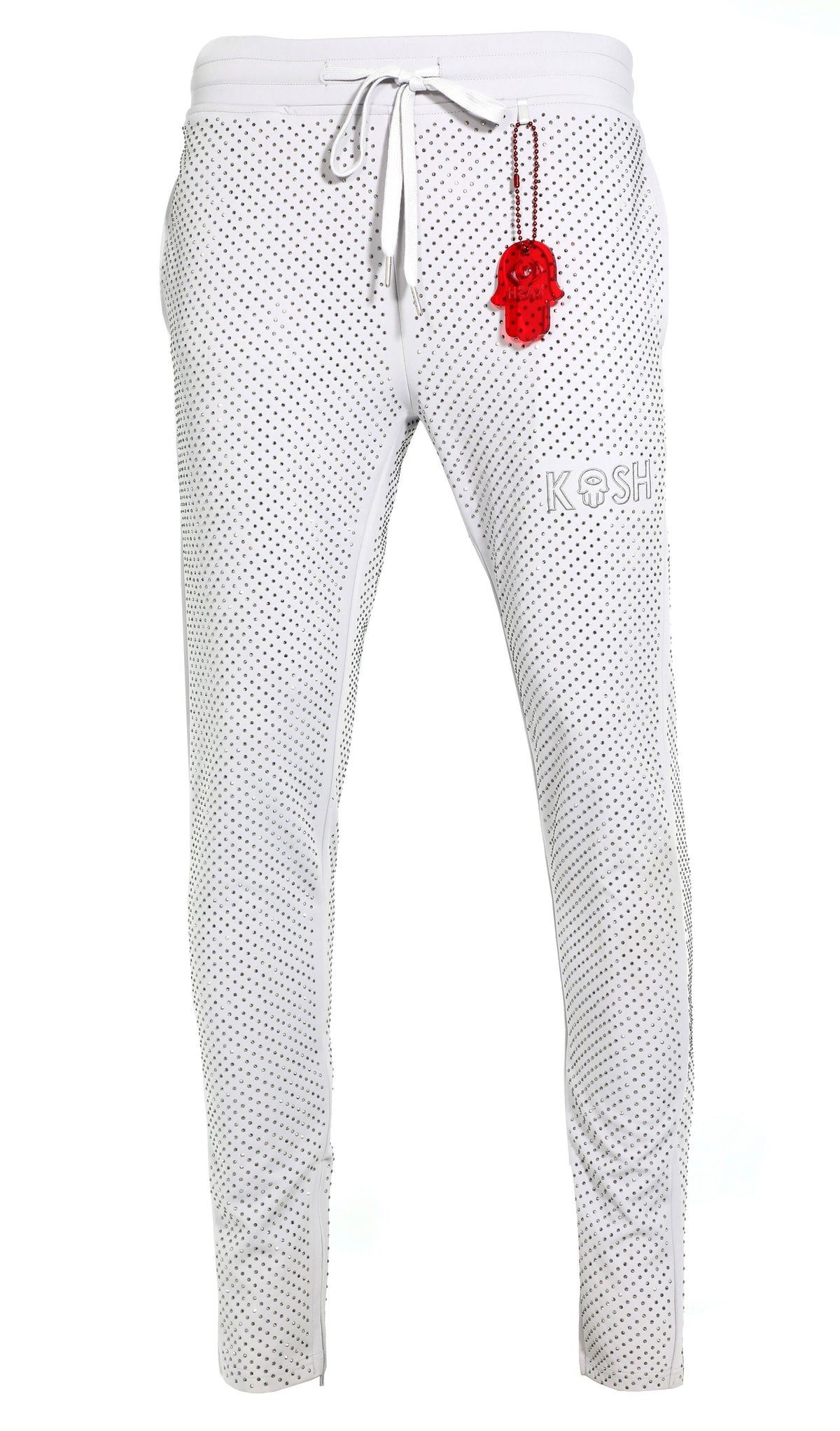 KASH CRYSTAL TRACK PANTS W| HAMSA LOGO - LIGHT GREY