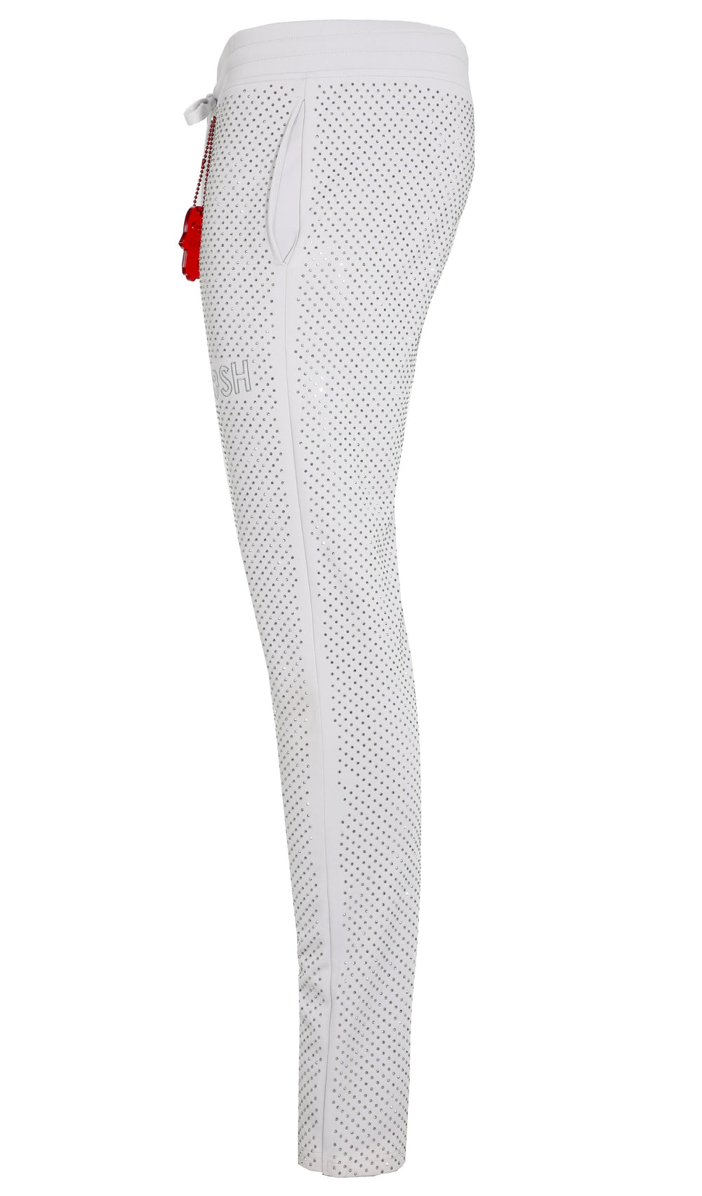 Kash Crystal Track Pants w/ Hamsa Logo in light grey – view 3 of 7