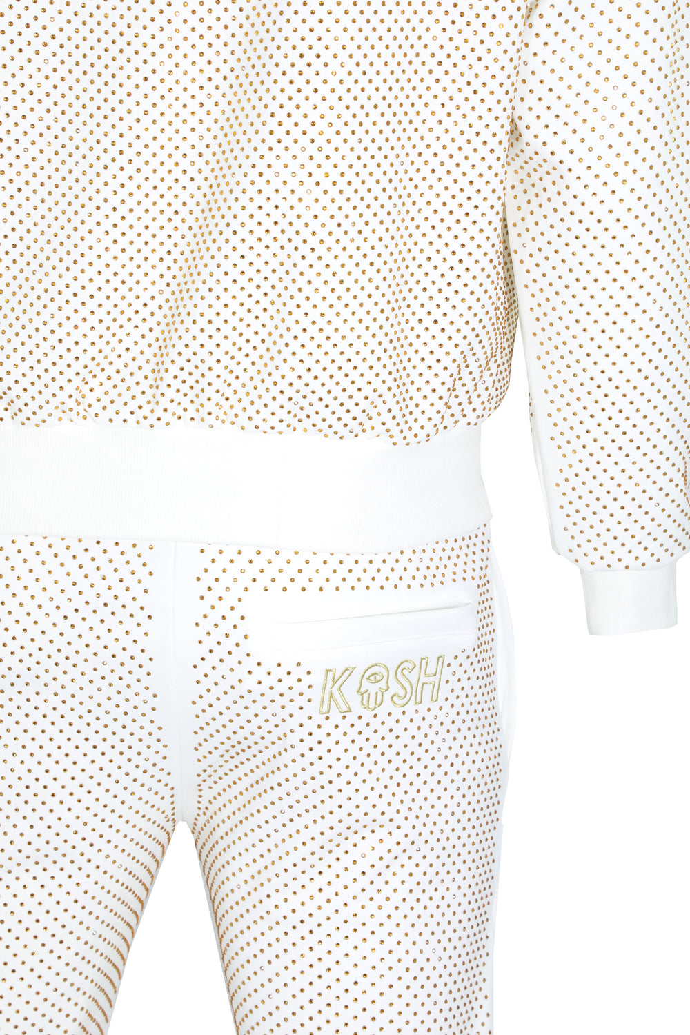 Kash Crystal Track Jacket with Hamsa Logo 2.0 in white/gold – view 4 of 7