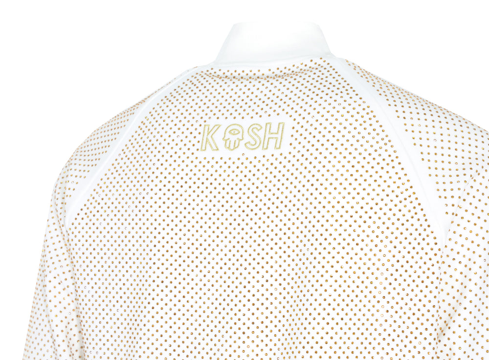 Kash Crystal Track Jacket with Hamsa Logo 2.0 in white/gold – view 3 of 7