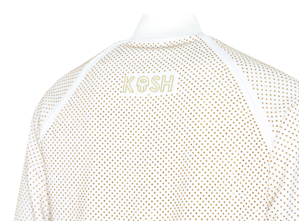 KASH CRYSTAL TRACK JACKET W| HAMSA LOGO 2.0 - WHITE|GOLD