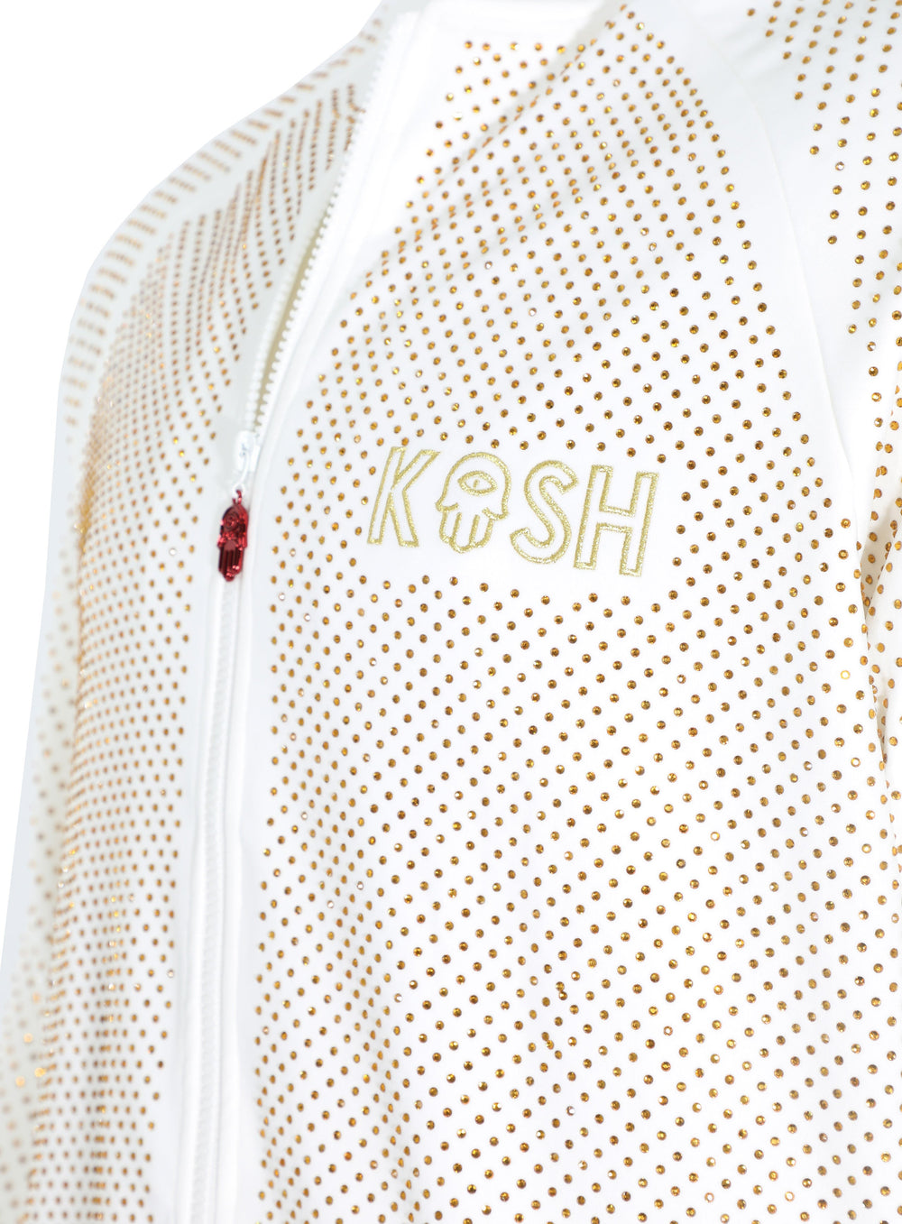 Kash Crystal Track Jacket with Hamsa Logo 2.0 in white/gold – view 5 of 7