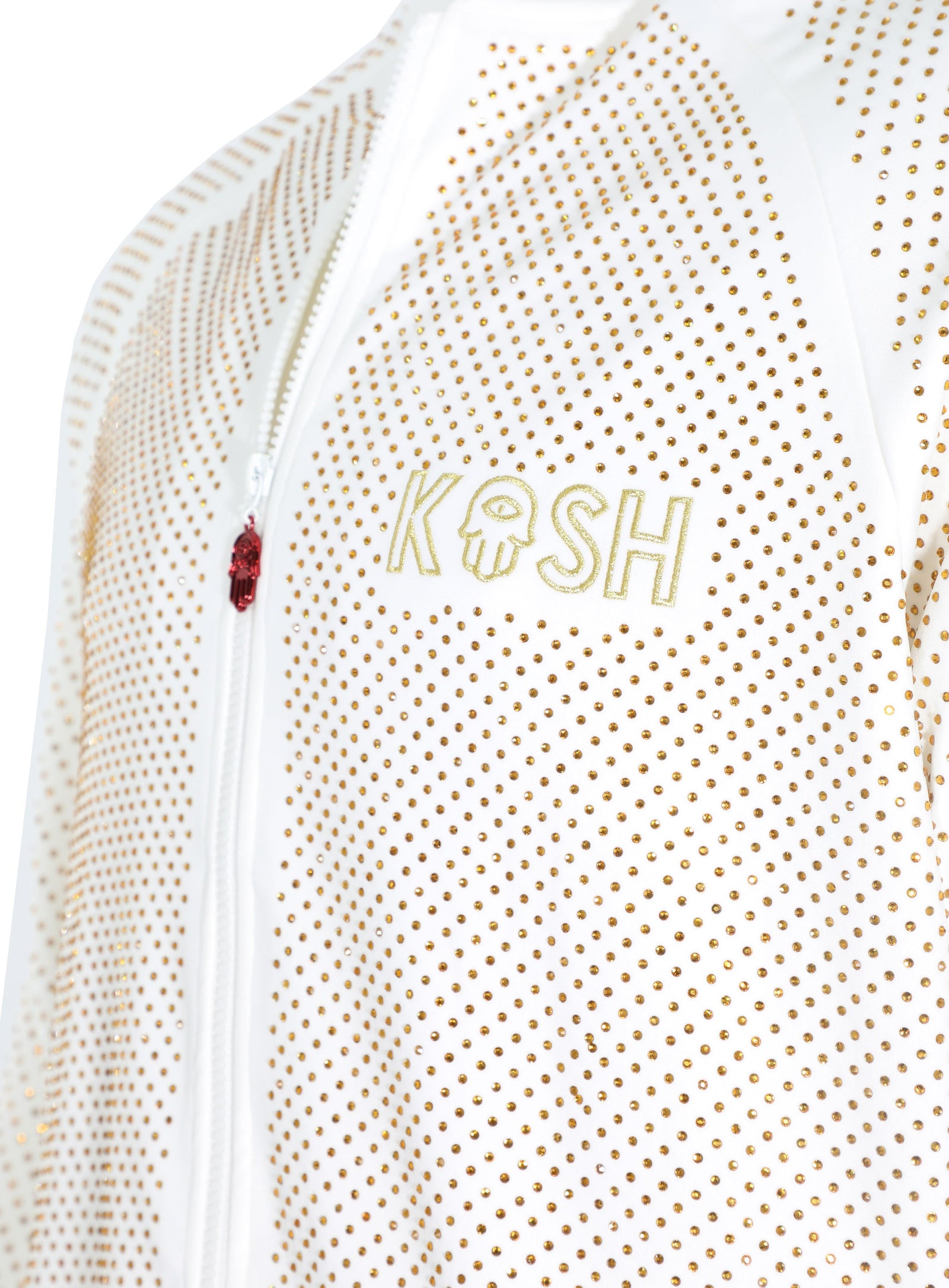 Kash Crystal Track Jacket with Hamsa Logo 2.0 in white/gold – view 5 of 7