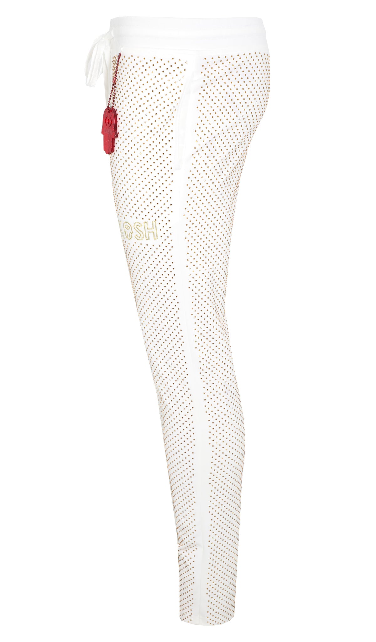 KASH CRYSTAL TRACK PANTS W| HAMSA LOGO 2.0 - WHITE|GOLD