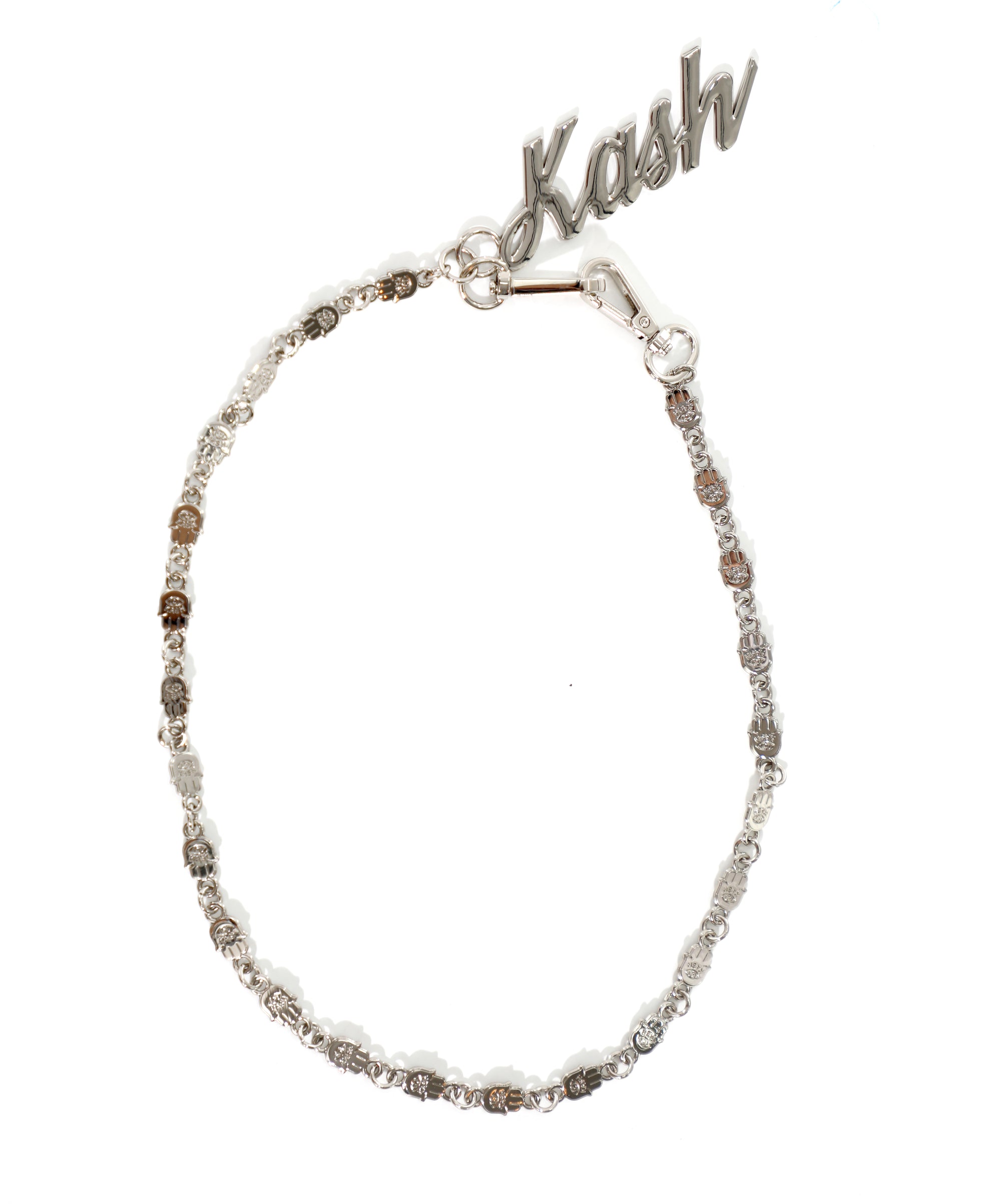 KASH Hamsa Wallet Chains 1Layer- Silver