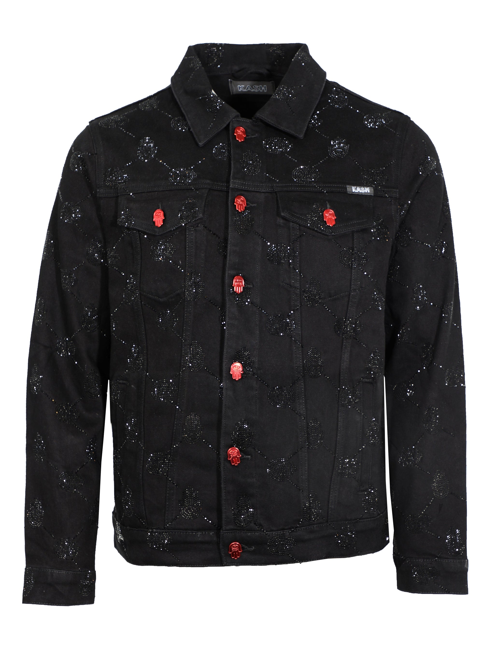 KASH HAMSA ARGYLE JACKET - BLACK