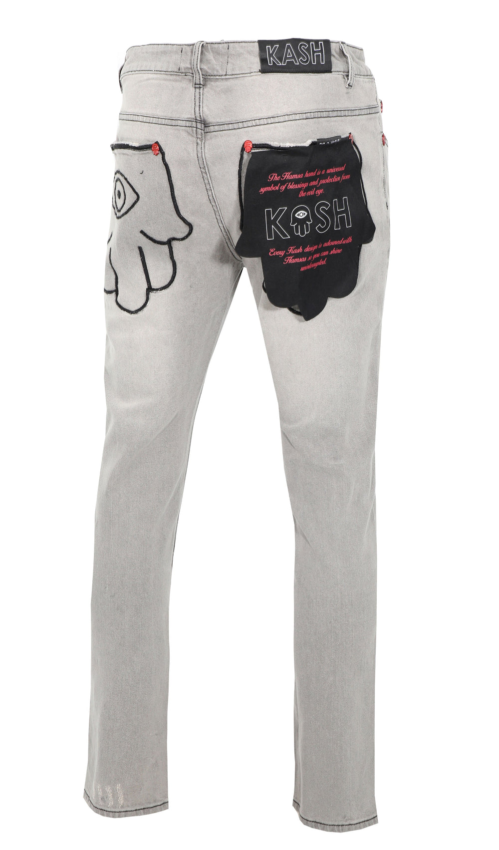 Kash gray denim jeans with Hamsa pocket – view 2 of 8
