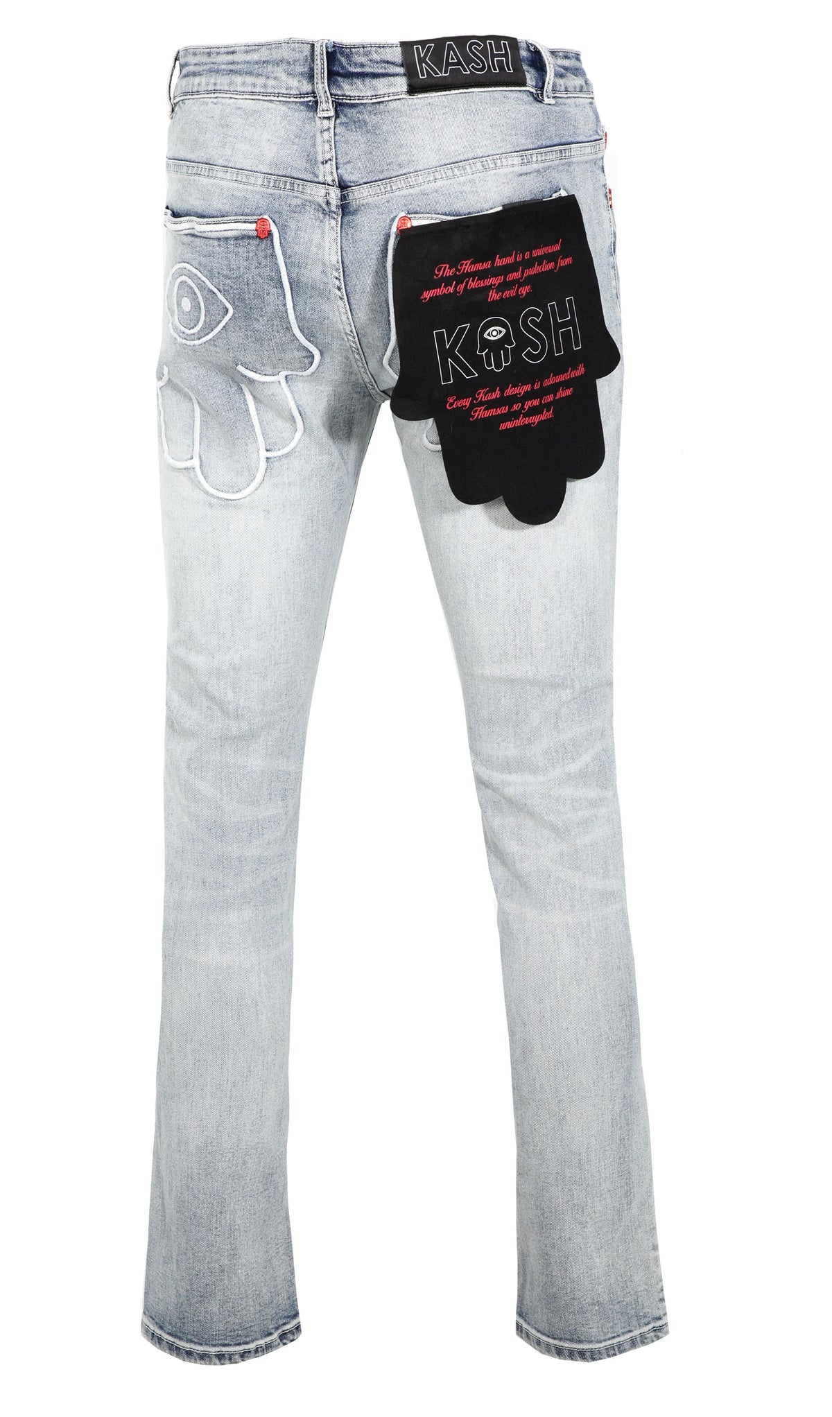 LIGHT WASH DENIM W| HAMSA POCKET - BLUE