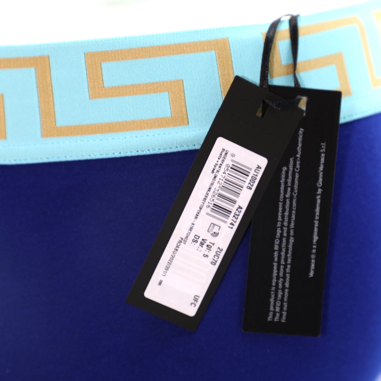 Versace Greca Long Trunk in bluette + splash – view 3 of 4