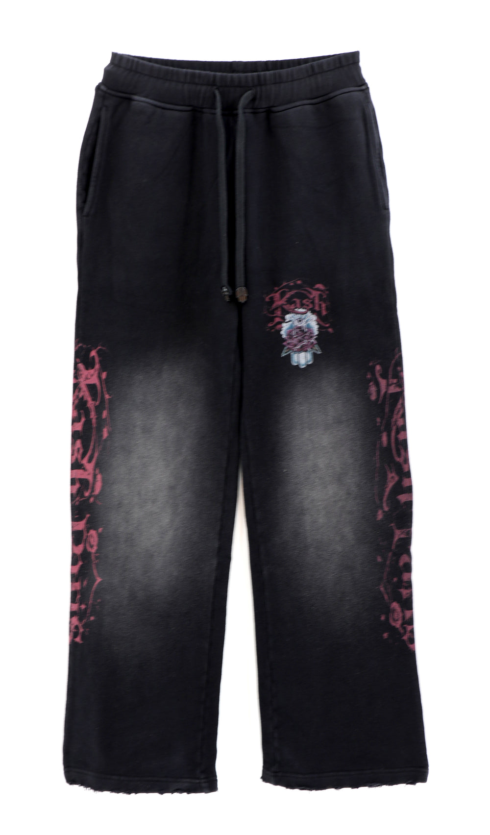 Kash Envenomed Rose Collection Sweatpants in washed black with pink – view 1 of 2