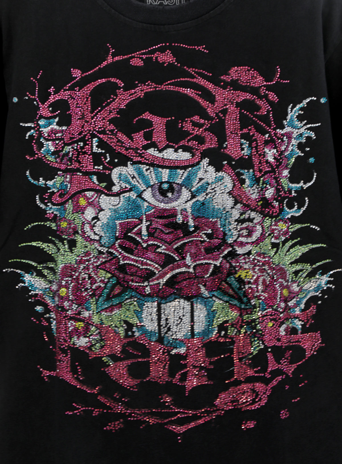 The Kash Envenomed Rose Collection SS Tee W/Rhinestones - Black