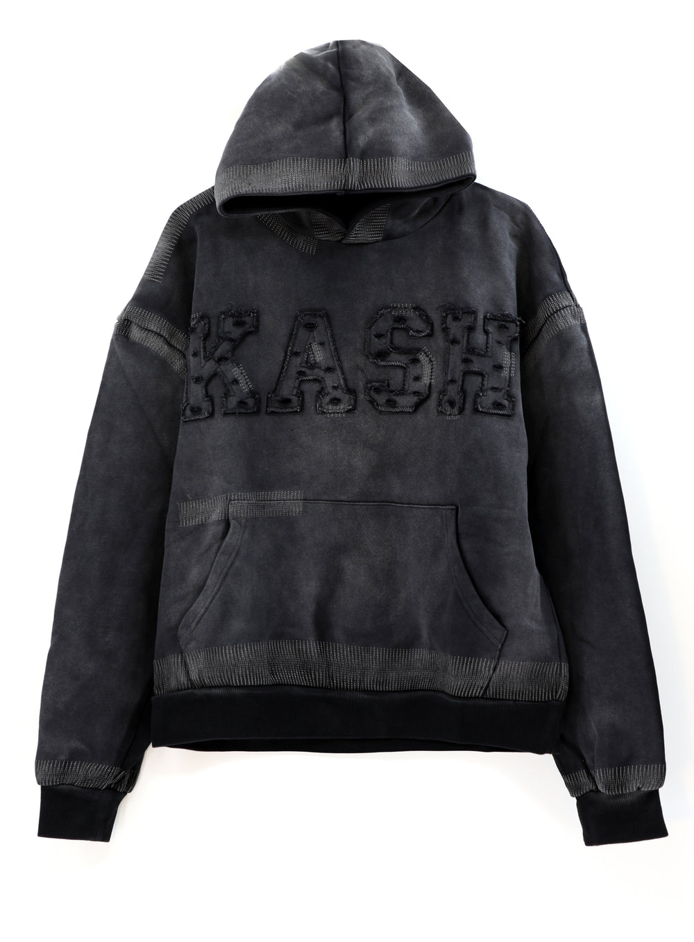 Kash Logo Destroyed pullover hoodie in black – view 1 of 3
