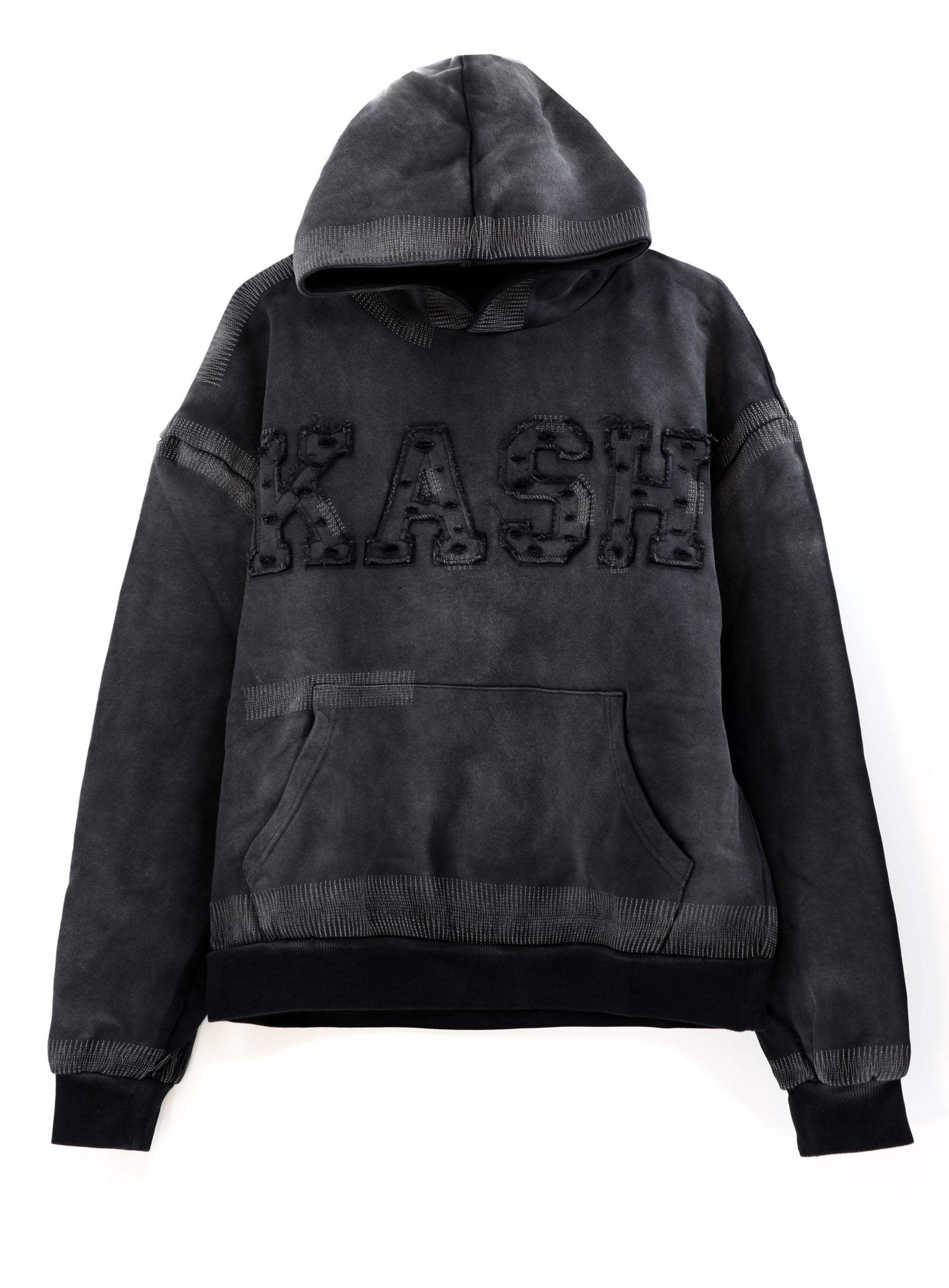 Kash Logo Destroyed Hoodie - Black