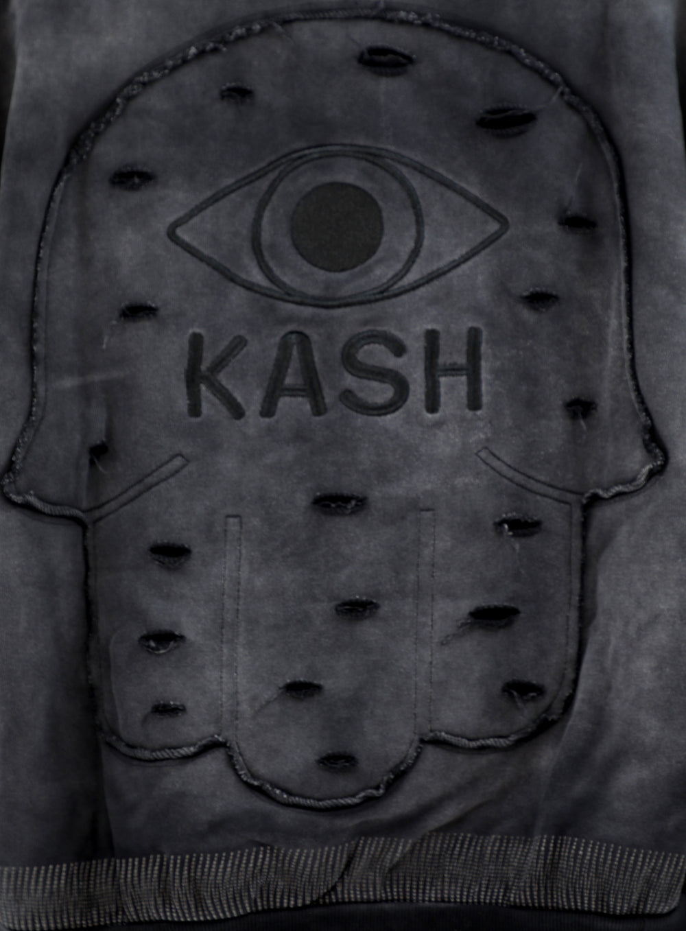 Kash Logo Destroyed pullover hoodie in black – view 3 of 3