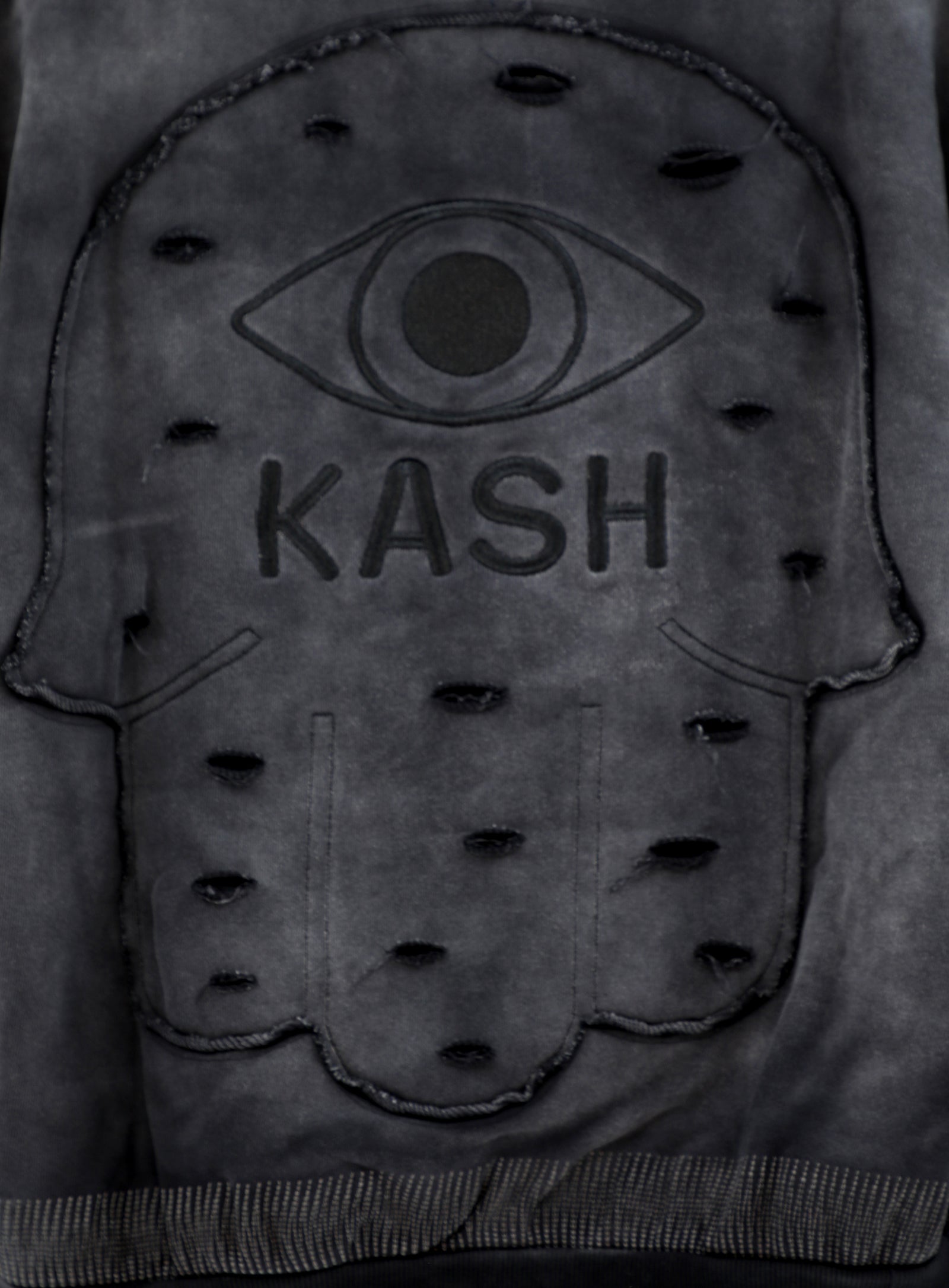 Kash Logo Destroyed pullover hoodie in black – view 3 of 3