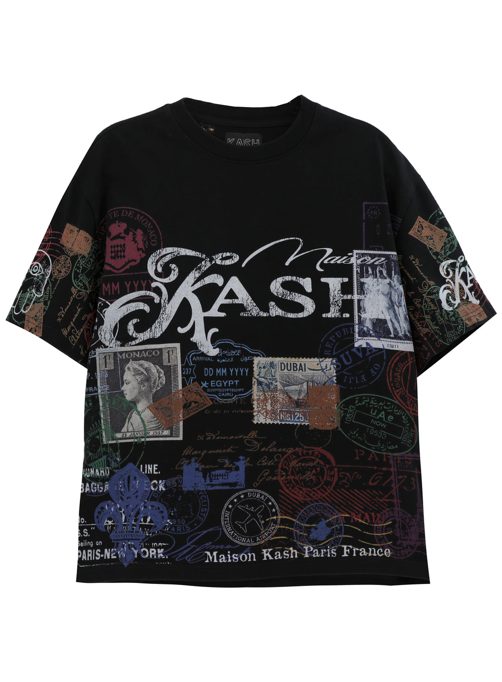Kash Passport Collection heavyweight oversized tee in black – view 1 of 8