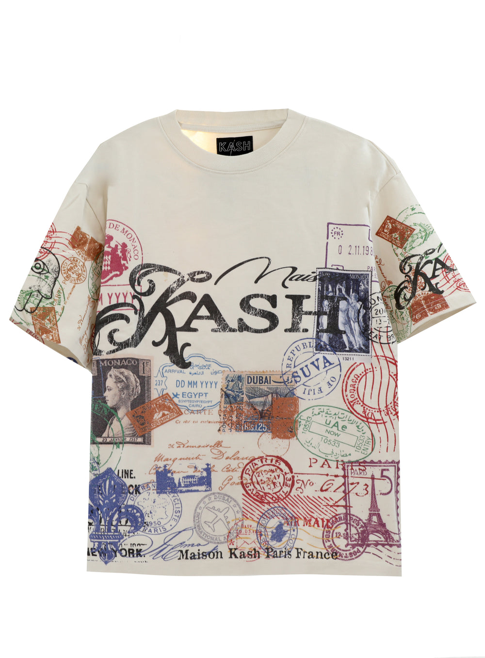 Kash Passport Collection heavyweight oversized tee in off white – view 1 of 3