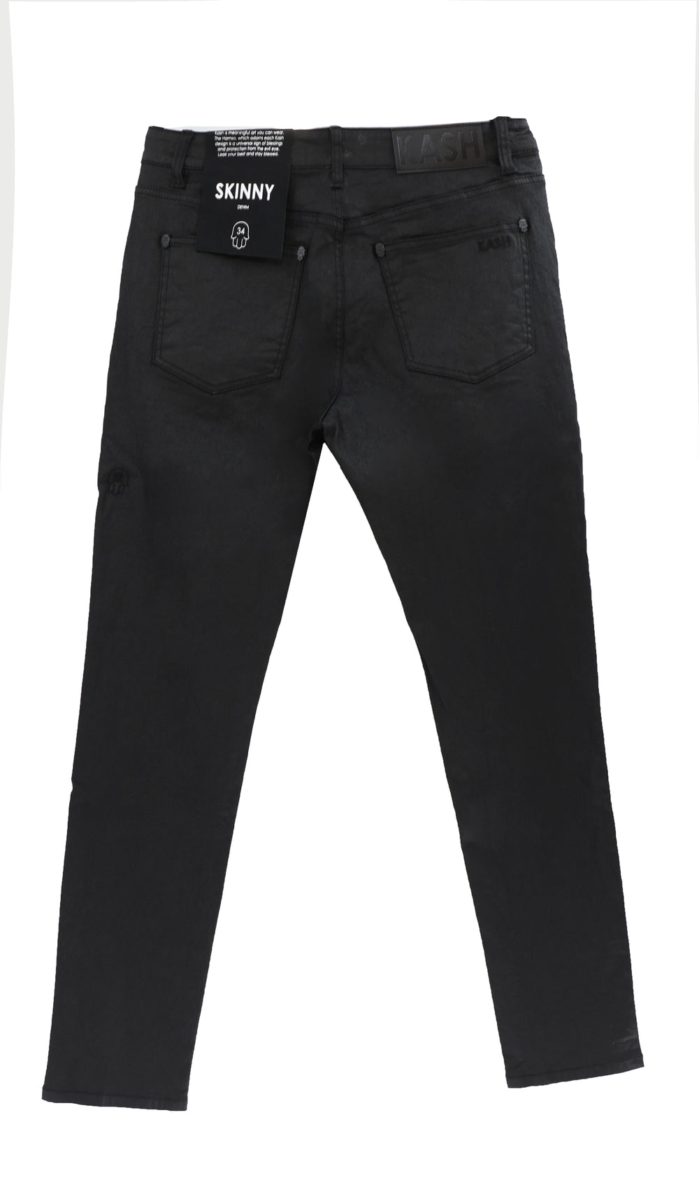 Kash black skinny wax denim jeans with Hamsa pockets – view 3 of 3