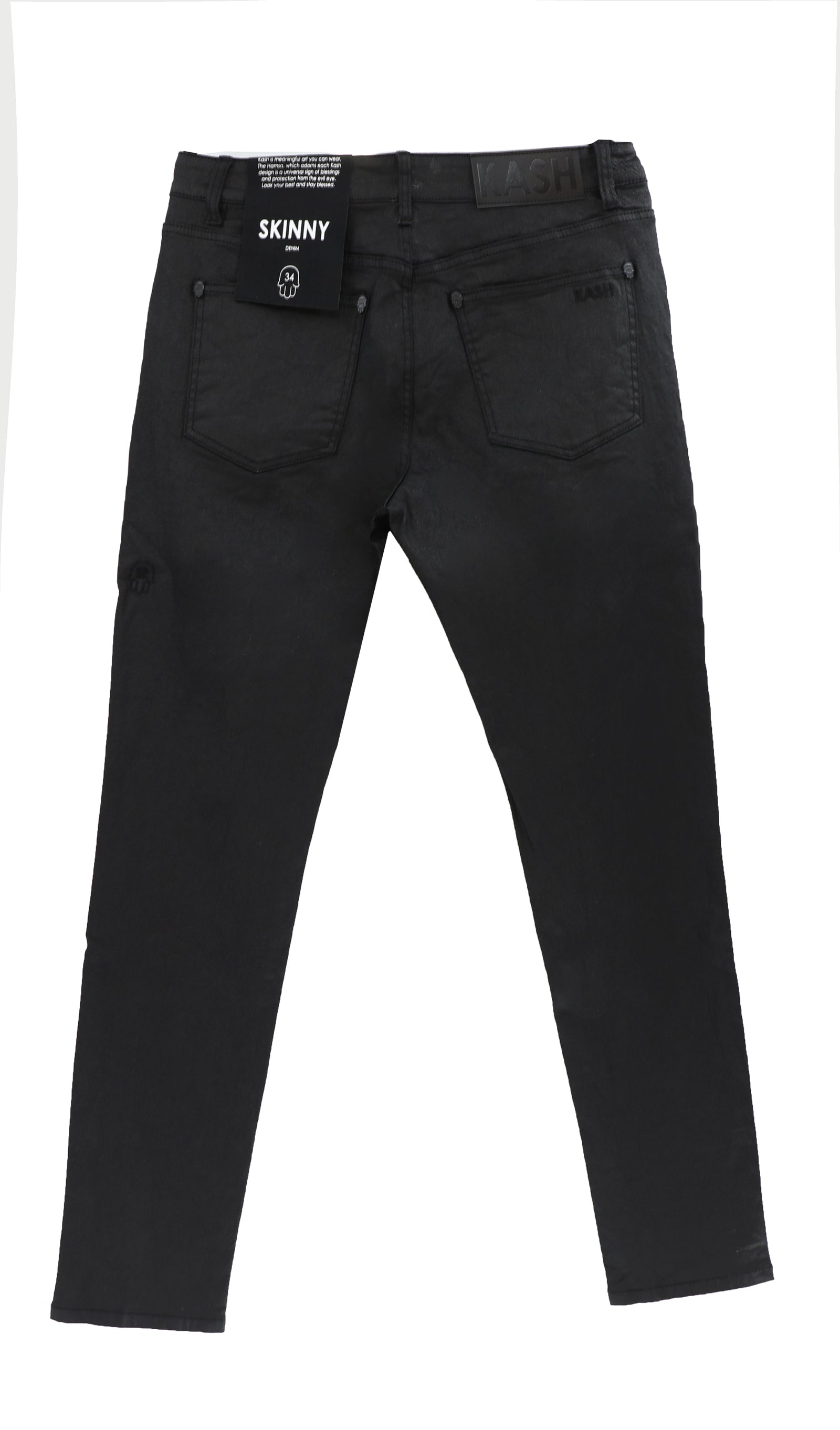 Kash black skinny wax denim jeans with Hamsa pockets – view 3 of 3