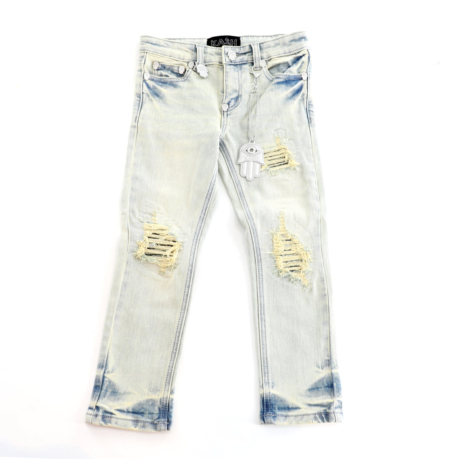 KIDS KASH FW25 HAMSA-60 RIPPED JEANS - LIGHT BLUE
