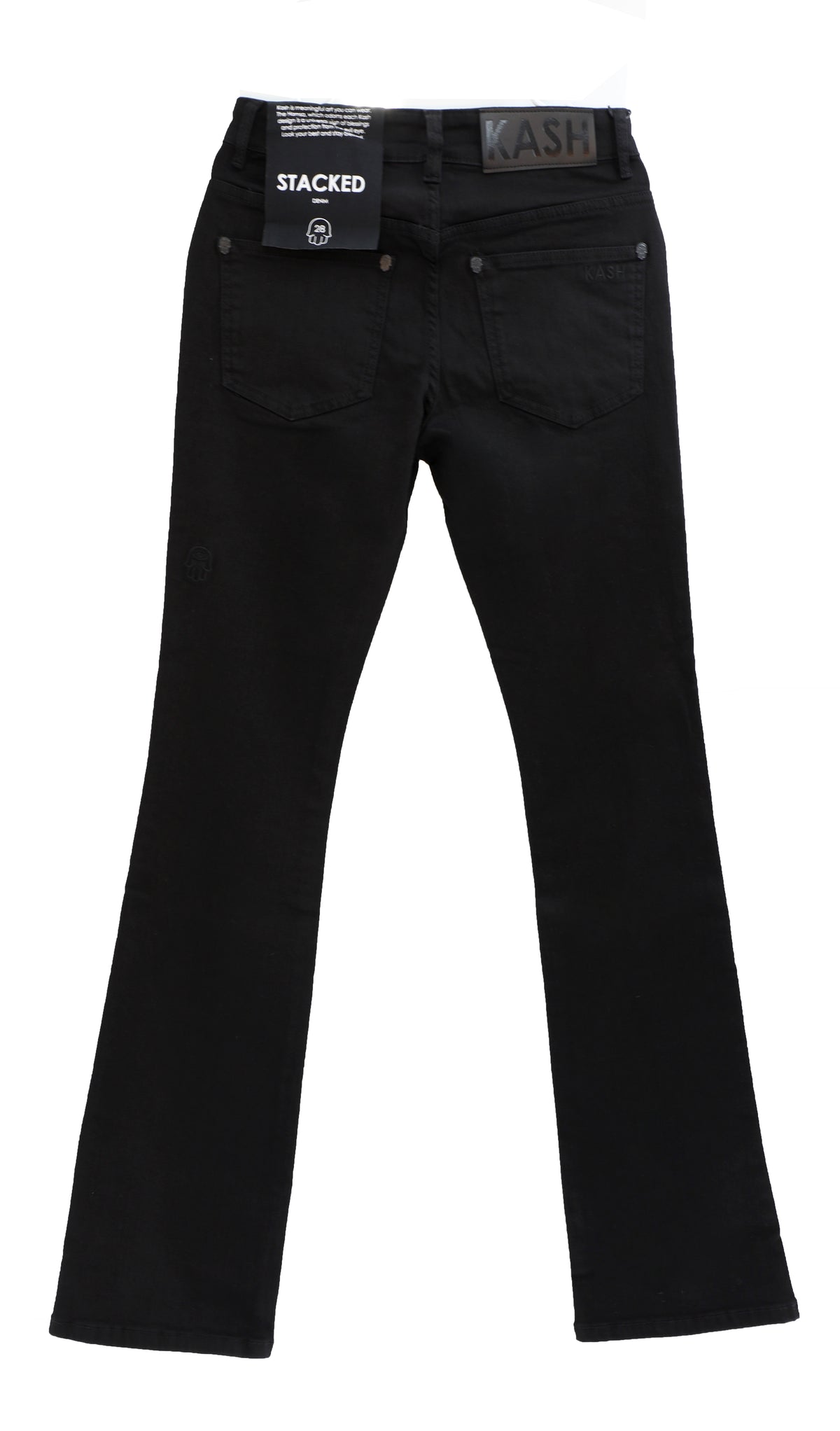 Plain Black Stacked Denim - Black