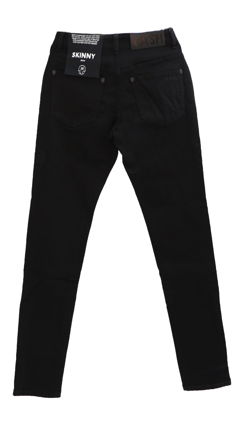 Kash plain black skinny wax denim jeans with Hamsa pockets – view 2 of 2