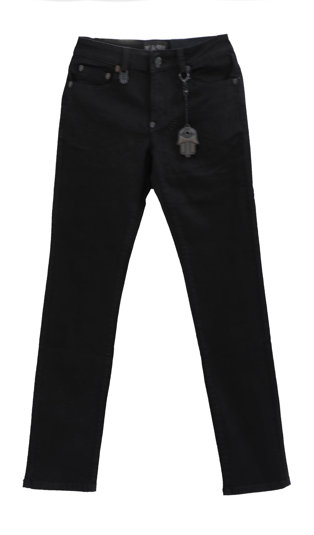 Kash Plain Black Straight Denim, black waxed straight-leg jeans – view 1 of 2