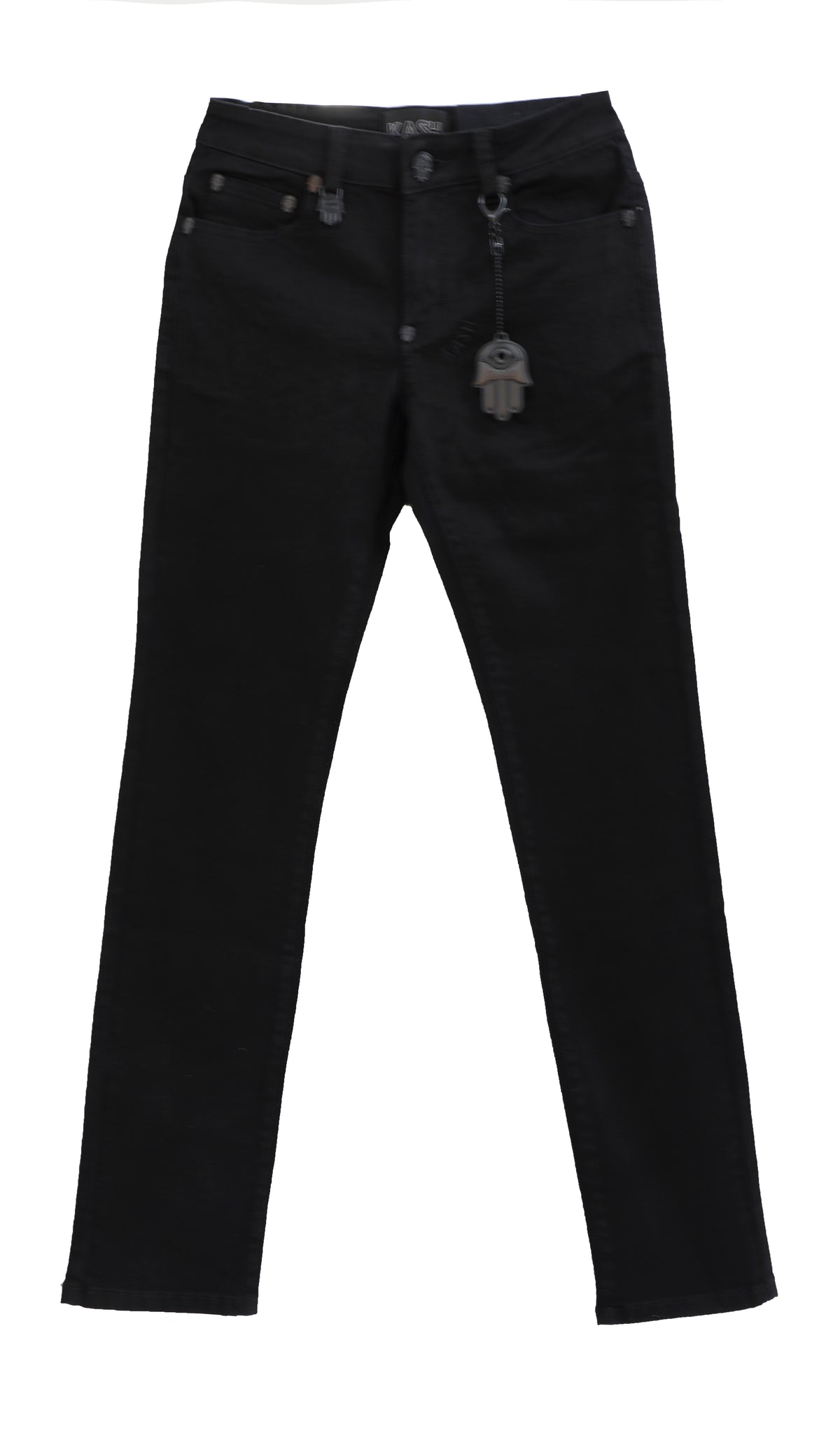 Kash Plain Black Straight Denim, black waxed straight-leg jeans – view 1 of 2