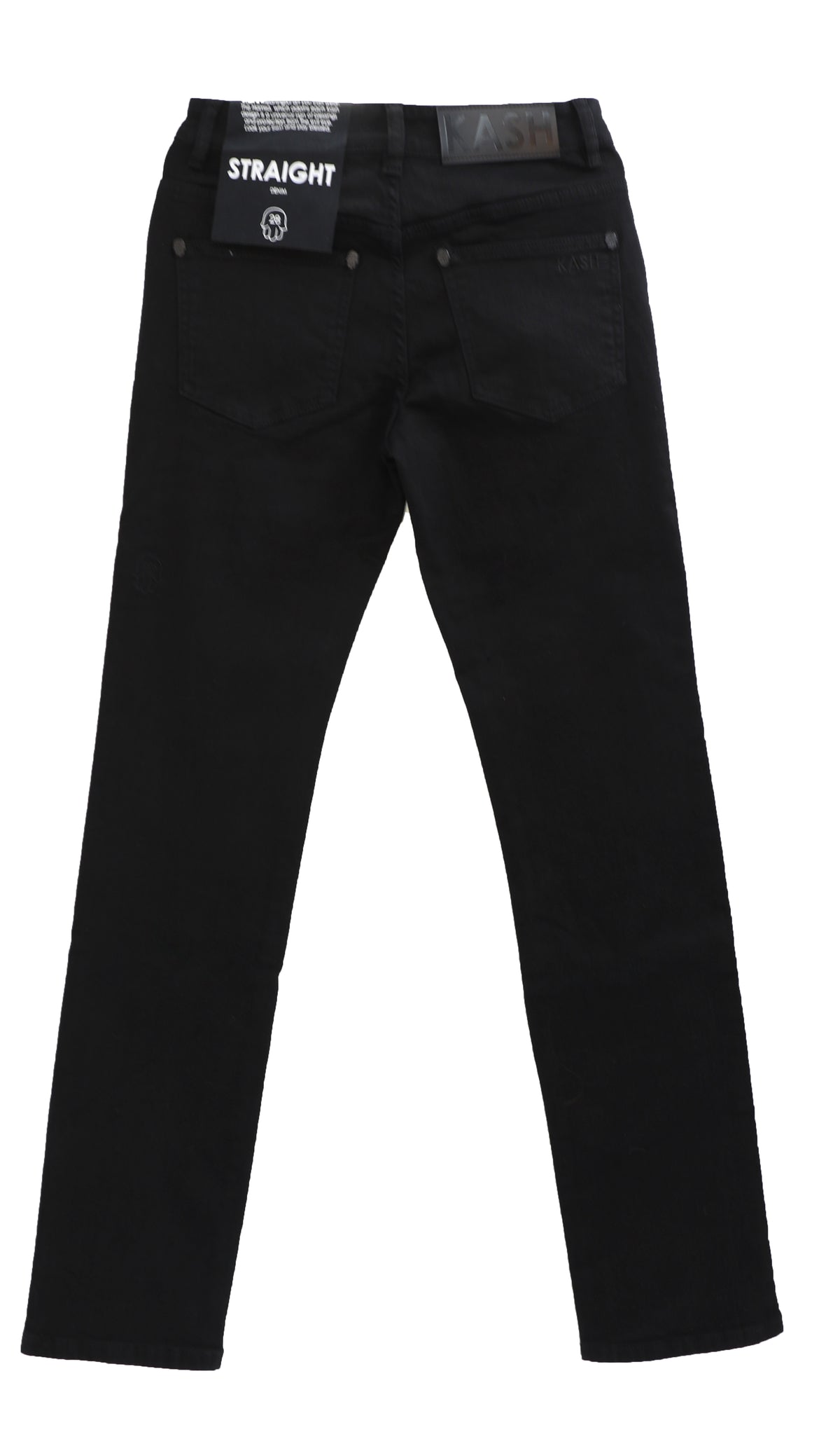 Plain Black Straight Denim - Black